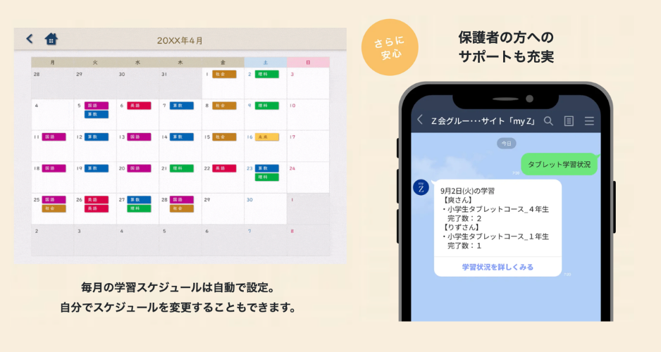 Ｚ会小学生コース｜保護者向け学習サポート体制